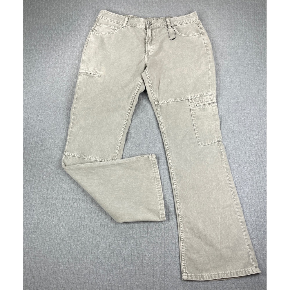 New Zara Cargo Bootcut Pants Women 12 Tan Flare Leg Utility  Gorpcore Streetwear